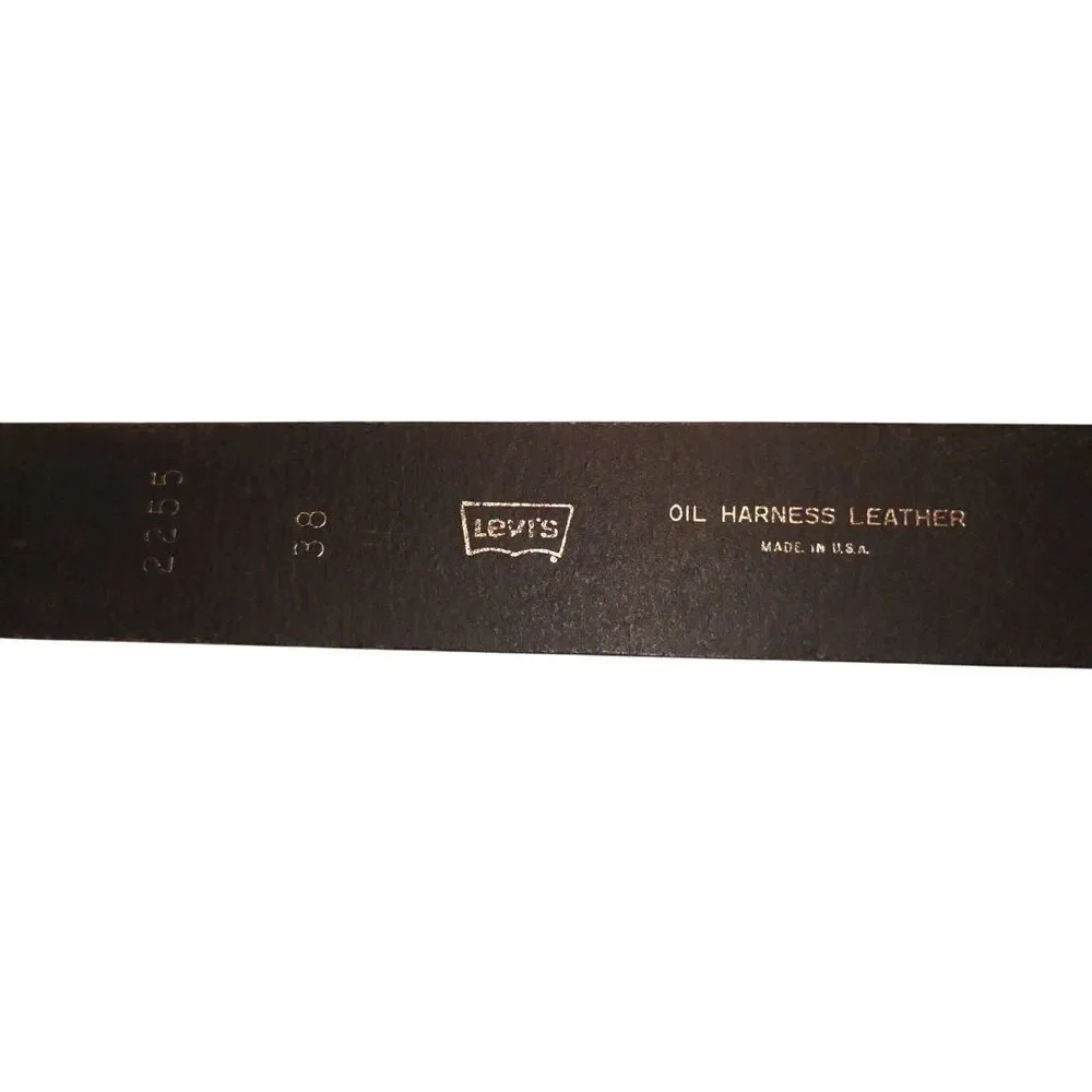 Levi's Black belt Oil harness leather USA #2255 Size 38 Casual gold tone hardwar